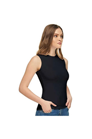 Kadın Pamuklu Sıfır Kol Likralı Atlet 3'lü 2201