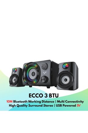 ECCO3 BTU 2.1 Kanal Speaker Rgb Led Işıklı Hafıza Kartı ve Usb Girişli Fm Radyolu Bluetooth Hoparlör Pc Tv Laptop Bilgisayar Uyumlu