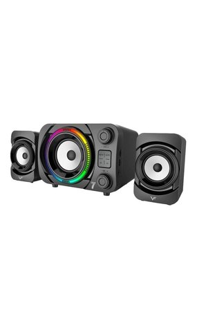 ECCO7 BTU Rgb Led Işıklı 2+1 Ses Sistemi Bluetooth Hoparlör Fm Radyolu Karaoke Mikrofonlu Speaker TV PC Bilgisayar Uyumlu 50W 2.1 Kanal Hafıza Kartı ve Usb Girişli Subwoofer