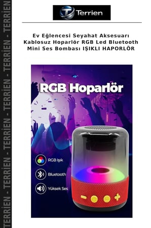 Ev Eğlencesi Seyahat Aksesuarı Kablosuz Hoparlör RGB Led Bluetooth Mini Ses Bombası IŞIKLI HAPORLÖR