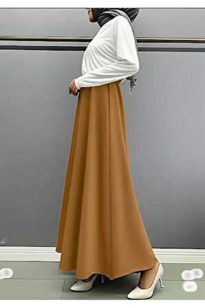 SCUBA KREP BEL LASTİKLİ KLOŞ ETEK(93-94CM UZUNLUK)