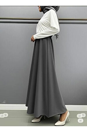 SCUBA KREP BEL LASTİKLİ KLOŞ ETEK(93-94CM UZUNLUK)