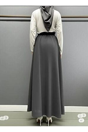 SCUBA KREP BEL LASTİKLİ KLOŞ ETEK(93-94CM UZUNLUK)