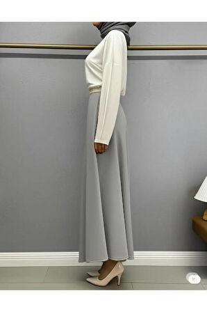 SCUBA KREP BEL LASTİKLİ KLOŞ ETEK(93-94CM UZUNLUK)