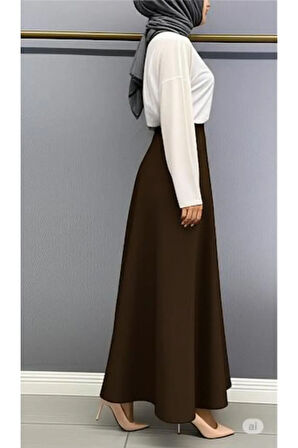 SCUBA KREP BEL LASTİKLİ KLOŞ ETEK(93-94CM UZUNLUK)