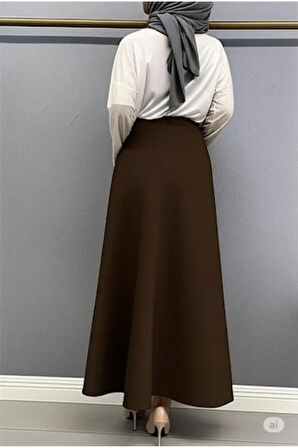 SCUBA KREP BEL LASTİKLİ KLOŞ ETEK(93-94CM UZUNLUK)