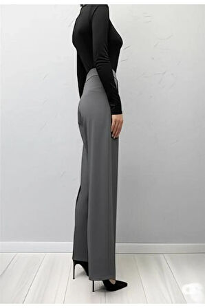SCUBA KREP ÖNDEN PİLELİ BELİ ÇIRT KAPAMALI PALAZZO PANTOLON