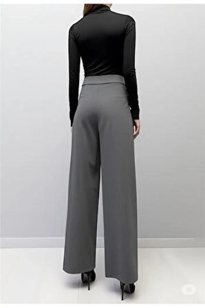 SCUBA KREP ÖNDEN PİLELİ BELİ ÇIRT KAPAMALI PALAZZO PANTOLON