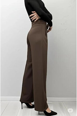 SCUBA KREP ÖNDEN PİLELİ BELİ ÇIRT KAPAMALI PALAZZO PANTOLON