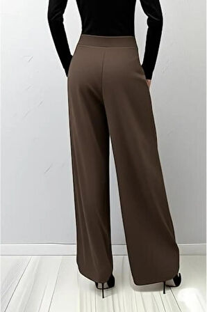 SCUBA KREP ÖNDEN PİLELİ BELİ ÇIRT KAPAMALI PALAZZO PANTOLON