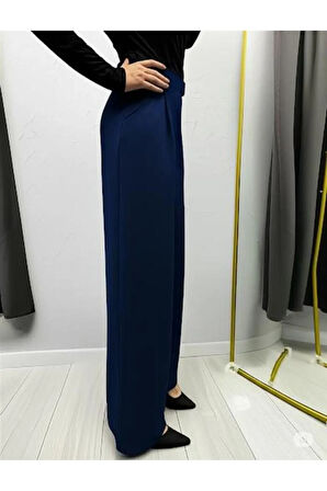 SCUBA KREP ÖNDEN PİLELİ BELİ ÇIRT KAPAMALI PALAZZO PANTOLON