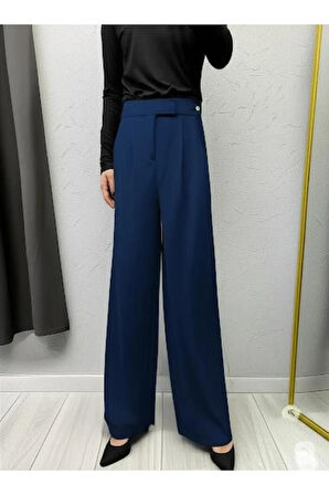 SCUBA KREP ÖNDEN PİLELİ BELİ ÇIRT KAPAMALI PALAZZO PANTOLON