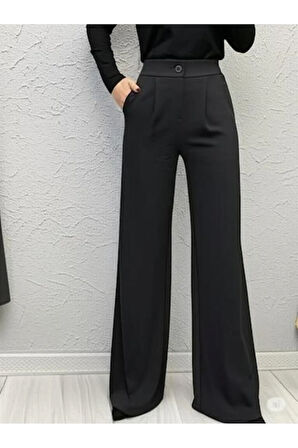 SCUBA KREP ÖNÜ PİLELİ PALAZZO PANTOLON