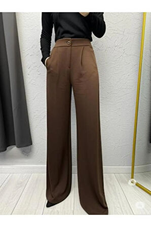 SCUBA KREP ÖNÜ PİLELİ PALAZZO PANTOLON