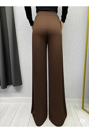 SCUBA KREP ÖNÜ PİLELİ PALAZZO PANTOLON