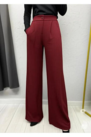 SCUBA KREP ÖNÜ PİLELİ PALAZZO PANTOLON