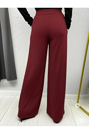 SCUBA KREP ÖNÜ PİLELİ PALAZZO PANTOLON