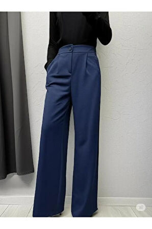 SCUBA KREP ÖNÜ PİLELİ PALAZZO PANTOLON