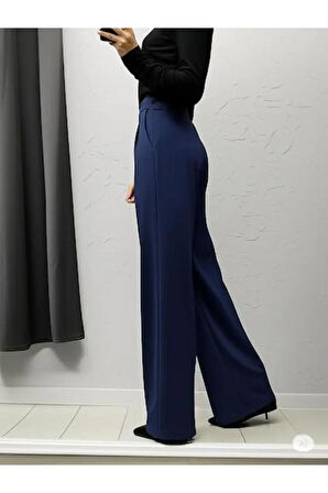 SCUBA KREP ÖNÜ PİLELİ PALAZZO PANTOLON