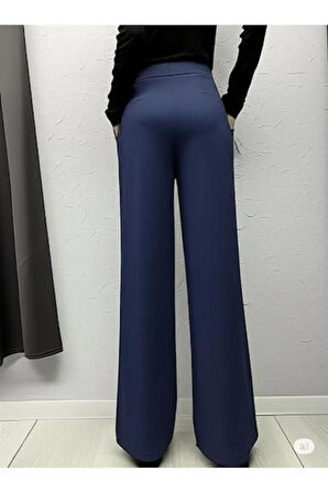 SCUBA KREP ÖNÜ PİLELİ PALAZZO PANTOLON