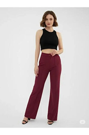 SCUBA KREP ÖNÜ ÇIMALI PALAZZO PANTOLON