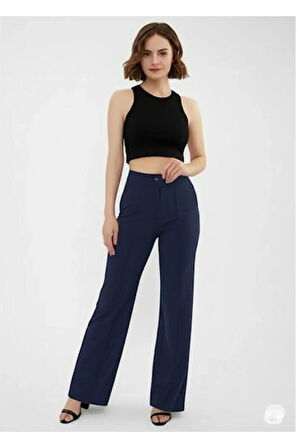 SCUBA KREP ÖNÜ ÇIMALI PALAZZO PANTOLON