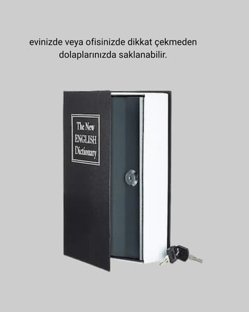 Anahtarlı Gizli Kitap Kasa – Metal İç Yapı Kamuflajlı Sözlük Tasarım