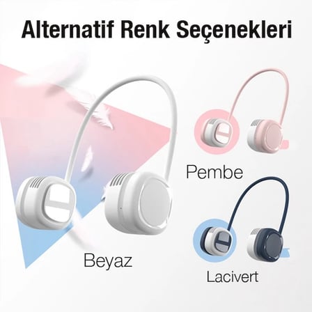 G02 Boyun Askılıklı Mini Fan Taşınabilir Şarjlı Soğutucu Boyun Fanı-(5775)