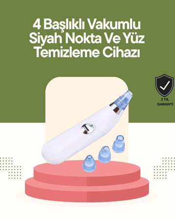 USB Destekli 4 Başlıklı Siyah Nokta Vakum Cihazı – Gözenek Temizleyici ve Cil