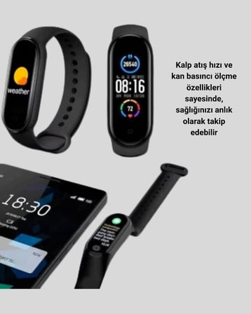 Akıllı Spor Bilekliği – Kalp Atış Kan Basıncı Uyku Takip ve Bildirim Özell