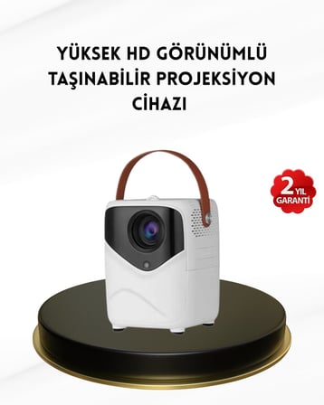 Mini Akıllı Projektör – 1080P Full HD 64GB Depolama 2GB RAM Uzaktan Kumanda Des