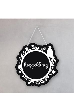 Siyah - Beyaz Hoşgeldiniz Yazılı Kapı Süsü