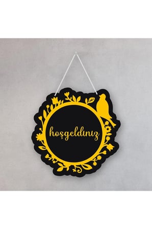 Siyah - Sarı Hoşgeldiniz Yazılı Kapı Süsü