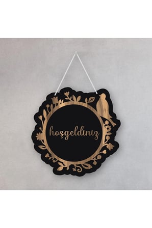 Siyah - Kahverengi Hoşgeldiniz Yazılı Kapı Süsü