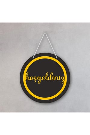 Siyah - Sarı Hoşgeldiniz Yazılı Kapı Süsü