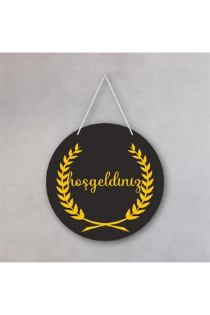 Siyah - Sarı Hoşgeldiniz Yazılı Kapı Süsü