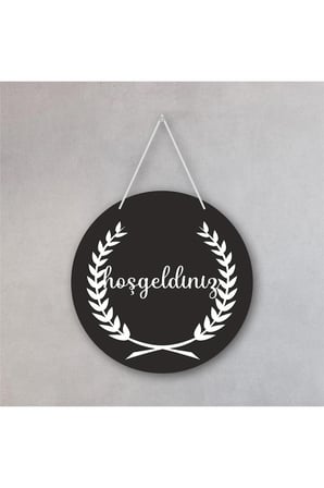 Siyah - Beyaz Hoşgeldiniz Yazılı Kapı Süsü