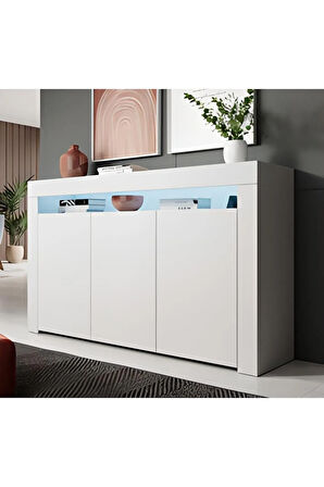 Konsol Led Aydınlatmalı Şık Modern Ve Zarif Konsol Beyaz Mat Büfe