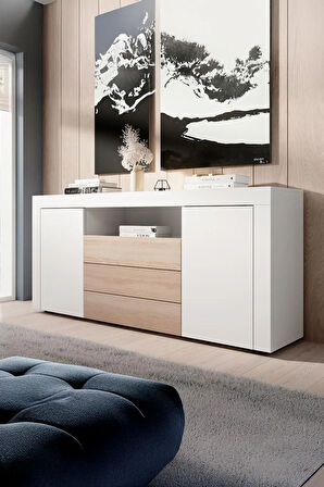 Konsol Şık Büfe Modern Ve Zarif Konsol Beyaz Sonoma Büfe