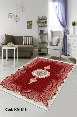 Pamuk Dokuma Taban Kaymaz Yıkanabilir Klasik Desenli  Salon Halısı Mutfak Halısı Koridor Halısı