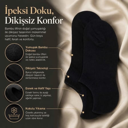 Erkek Bambu 12’li Dikişsiz Babet Çorap Siyah Beyaz Gri Görünmez Sneaker Çorap Nefes Alan Yumuşak