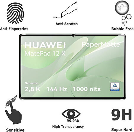 Huawei Matepad 12X 2024 12 Inç İle Uyumlu Paper like(Kağıt Hissi)MAT 9H Nano Ekran Koruyucu