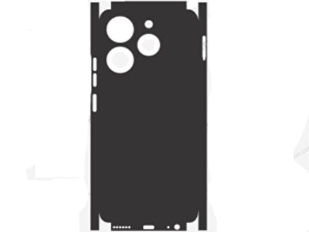 Tecno Spark 10 Pro ile Uyumlu Deri Desenli Siyah Arka Kaplama