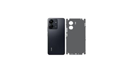 Redmi 13C ile Uyumlu Deri Desenli Siyah Arka Kaplama
