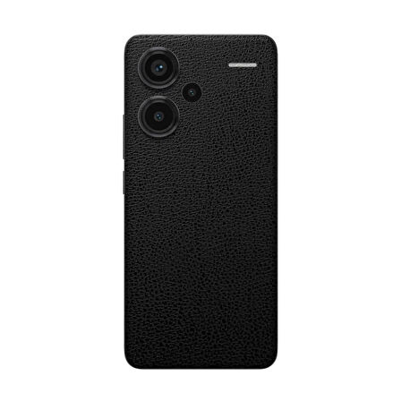Redmi Note 13 Pro Plus 5G ile Uyumlu Deri Desenli Siyah Arka Kaplama