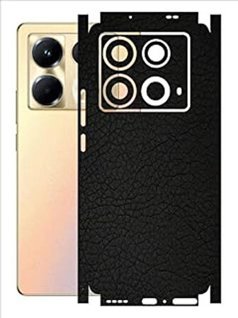 Infinix Note 40 ile Uyumlu Deri Desenli Siyah Arka Kaplama