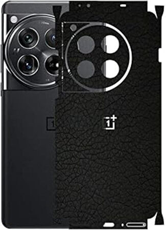 Oneplus 12 ile Uyumlu Deri Desenli Siyah Arka Kaplama