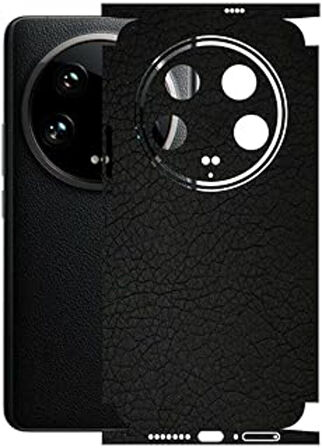 Xiaomi 14 Ultra ile Uyumlu Deri Desenli Siyah Arka Kaplama