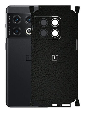 Oneplus 10 Pro ile Uyumlu Deri Desenli Siyah Arka Kaplama