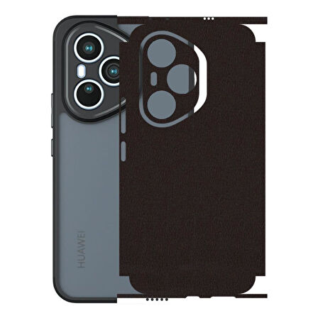 Honor 400 Pro ile Uyumlu 360 Arka Kaplama  Deri Desenli Siyah